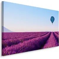 Karo-art Schilderij - Luchtbalen over een lavendelveld, premium print