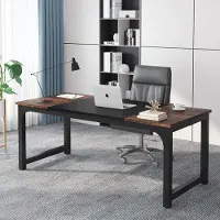 Tribesigns Bureau - 180 x 80 x 75 cm - Computertafel met Verdikt Frame - Industrieel - Vintage - Bruin/Zwart