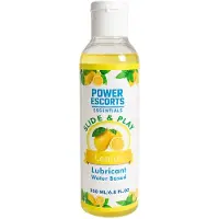 Power Escorts Glijmiddel op Waterbasis 200 ml – Citroen Smaak – Slide & Play – Geschikt voor Condooms