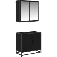 vidaXL Badkamermeubel Set 2 st Zwart Eiken 65 x 33 x 60 cm
