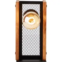 Brilliant Tafel lamp Calandra, zwart/houtkleurig, 93121/76