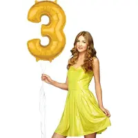 Wefiesta Inclusief helium ballon cijfer 3 gevuld goudkleurig.
