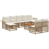vidaXL Buiten bank set 10 st Natuurlijk en Crème Wit Polyester