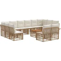 vidaXL Buiten bank set 13 st Natuurlijk en Crème Wit Polyester