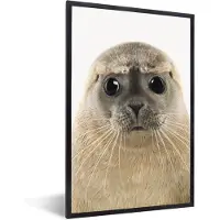 PosterMonkey Poster in fotolijst kinderen - Jongens - Zeehond - Kinderen - Meisjes - Dieren - Muurdecoratie kinderkamer - Poster kinderkamer - 60x90 cm - Slaapkamer decoratie