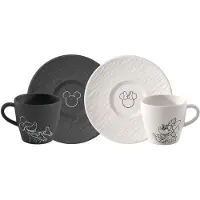 Villeroy & Boch Manufacture Rock Mickey Mouse Koffiekop Met Schotel 4 Stuks - Koffiekopjes Porselein Black - 1047198519