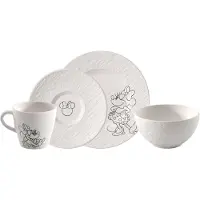 Villeroy & Boch Ontbijtset Manufacture Rock Mickey Mouse Blanc (4-delig)