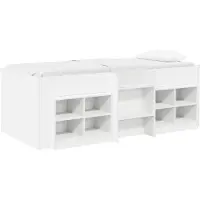 vidaXL Loft Bed Frame met Kast met plank 3 st Wit Bewerkt hout