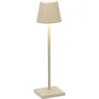 Zafferano Poldina micro acculamp IP65 zand micro, dimbaar, crème / amber, Aluminium, Modern