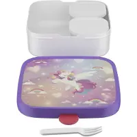 Mepal Bento lunchbox groot Campus - 1.25 l - Inclusief 2 uitneembare lekdichte bentobakjes & vorkje - Unicorn Glow