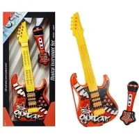 Leantoys Elektrische Speelgoed gitaar voor kinderen Met Microfoon rood/geel - Kinder Gitaar 57 cm - Speelgoedgitaar
