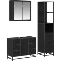 vidaXL Badkamermeubel Set 3 st Zwart Eiken 80 x 33 x 60 cm