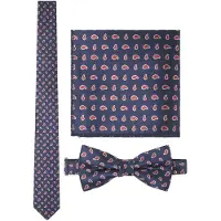 Babista Set met stropdas, vlinderdas en pochet donkerblauw, Motief
