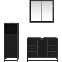 vidaXL Badkamerkastset, 3 stuks, zwart, eikenlook, 80 x 33 x 60 cm