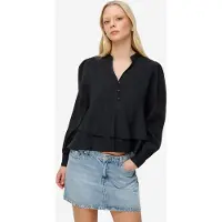 MixRay Rimpelige V-Hals Knopenblouse