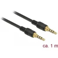 DeLOCK 3,5mm Jack 4-polig audio/video slim kabel met extra ruimte AWG24 / zwart - 1 meter