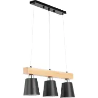 Uniprodo Hanglamp met 3 E27 lampfittingen - met houten balken