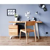 DELIFE Bureautafel Live-Edge 150x60 cm acacia natuur 3 laden
