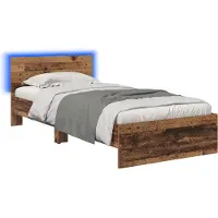 vidaXL Bedframe met LED-stripverlichting Oud hout Bewerkt hout