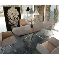 DELIFE Eettafel Carlow 130/200x90 cm keramisch bruin roestvrij staal uitschuifbaar