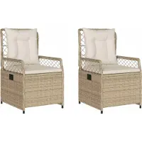 vidaXL Tuinstoelen 2 st verstelbaar poly rattan beige