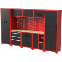 Feistos Juno 15 Gereedschapswand Hoog - 330 x 46 x 198 cm - Zwart/Rood