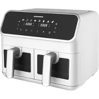 Heinner DualFry Supreme Dubbele Heteluchtfriteuse – 1700W – 8L Totale Capaciteit – Digitaal Display – Touchbediening – 8 Programma’s – SYNC & MATCH – Temperatuur 80–200°C – Wit – 3 Jaar Garantie