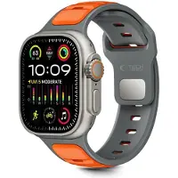 TechProtection Icon Apple Watch 49 / 46 / 45 / 44 Mm Bandje Grijs / Oranje