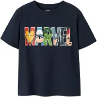 Name it KIDS Marvel T-shirt met backprint donkerblauw Jongens Stretchkatoen Ronde hals - maat 146/152