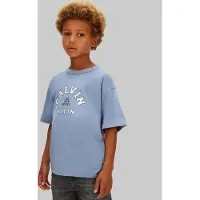Calvin Klein T-shirt lichtblauw Jongens Katoen Ronde hals Logo - maat 128