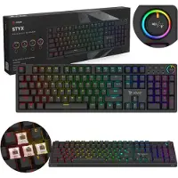 Savio STYX mechanisch toetsenbord, Outemu Brown switches, hot-swap functionaliteit, RGB-verlichting