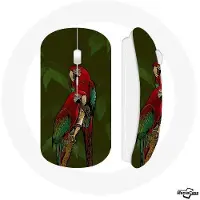 MANIACASE Draadloze Muis - Pionus - Rode Papegaai - Wifi USB Stick - Compatibel met Mac en PC - Rood