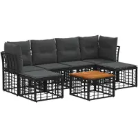 vidaXL Buiten bank set 7 st Zwart en Donker Grijs Polyester
