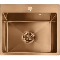 REA Stalen Spoelbak Leo 50 Brush Copper zonder keukenkraan
