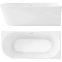 REA - Badkuip- Bellanto 170 Rechtsaf Zwarte Stopkap - Wit - Acryl - 169X79,5X58Cm