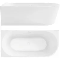 REA - Badkuip- Bellanto 160 Links Zwarte Stopkap - Wit - Acryl - 159X79,5X58Cm