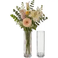 Atmosphera Bloemenvaas Flora - 2x - glas - 26 cm - cilinder - boeketvaas - slanke vaas