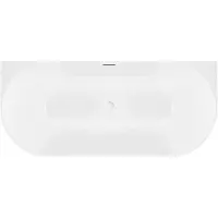 REA - Badkuip- Capri Slim 170 Geborstelde Koperen Stopkap - Wit - Acryl - 169,5X79,5X58Cm