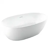 REA - Badkuip- Roma 170 Zwarte Stopkap - Wit - Acryl - 170X75X59,5Cm