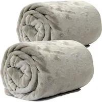 Unique living Enzo Fleece dekens/plaids 2 stuks 130 x 180 cm - beige - Plaids