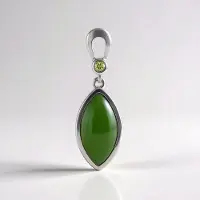 Cavill - Zilveren Hanger - 925 Sterling Zilver Geplatineerd - 4,639 ct Marquise Canadese Jade & 0,053 ct Peridot - Elegant Groen Dames Sieraad