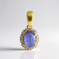 Cavill - Zilveren Hanger 925 Sterling met Ovale Tanzaniet 1,485 ct en Gouden Plating - Elegante Sieraden met Zirkoon - Cadeau