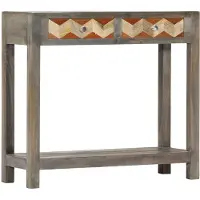 vidaXL Wandtafel 86x30x76 cm massief mangohout grijs
