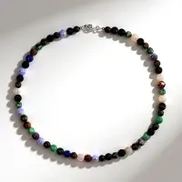Cavill - Zilveren halsketting - 925 Sterling Zilver - Groene Aventurijn 191,3 ct - Ronde Edelsteen Kralen - Kleurrijk & Elegant