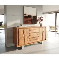 DELIFE Dressoir Live-Edge 147 cm acacia natuur 3 laden 2 deuren