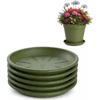 PlasticForte plantenpot onder schotel / water opvang schaal - 5x - groen - Dia 24 cm - Kunststof - voor pot met Dia 30/35 cm