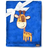 Be Mammy Babydeken - Dekbed - Kinderdeken - Wiegdeken - Dekentje Baby - 76 x 102 cm - Donkerblauw - giraffe - BE-BE20-168-BBL