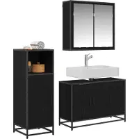 vidaXL Badkamermeubel Set 3 st Zwart Eiken 90 x 33 x 60 cm