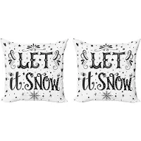 Abakuhaus Winter Decoratieve Kussenhoes, Set van 2, Modern Accent Dubbelzijdige Digitale Print, 40x40 cm, Zwart-wit