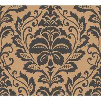 Profhome Barok behang 369104-GU vliesbehang glad met ornamenten glanzend goud bruin 5,33 m2